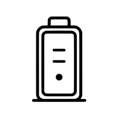 Obraz premium A and outline depicts a rectangular container with two short horizontal lines and a circle inside suggesting liquid or energy level