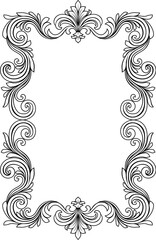 A filigree heraldic crest motif floral pattern border frame. Original design in a vintage style.