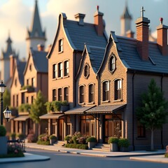 Fototapeta premium Charming Street of Historic Brick Houses