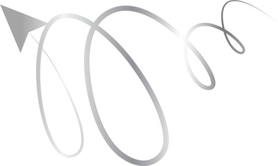 Arrow line spiral silver metallic, icon, sign