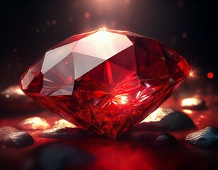 brilliant red gemstone sparkling in light with glorious reflections