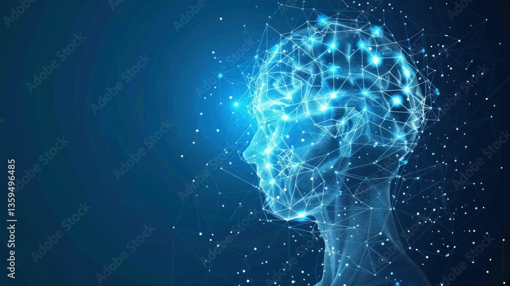 Poster technology background with machine learning data visualizations.