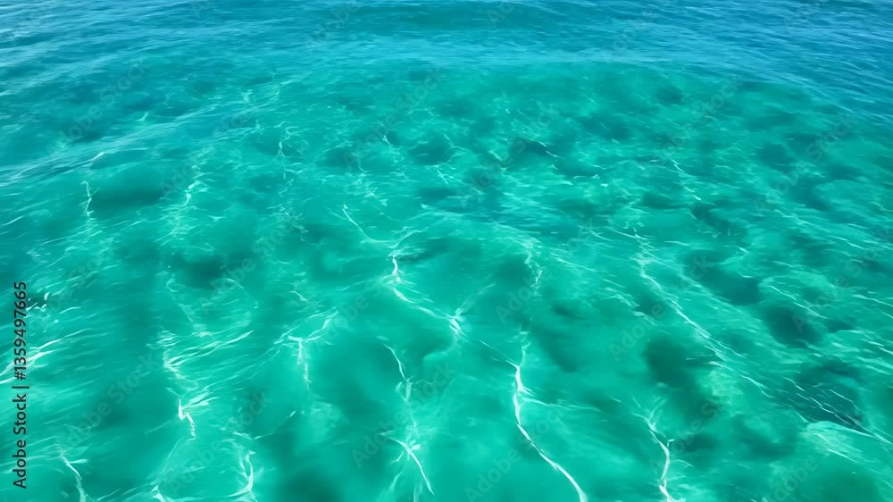 Aufkleber sunlight reflecting on and turquoise water surface creating a patterns, perfect for summer pool beau