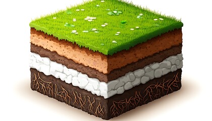 Soil Layers Cube Illustration.