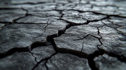 Fototapeta premium Detailed closeup of cracked and eroded grey stone surface