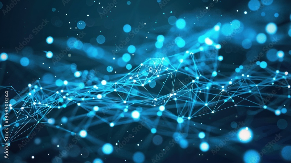 Poster abstract machine learning vector with interconnected data nodes.