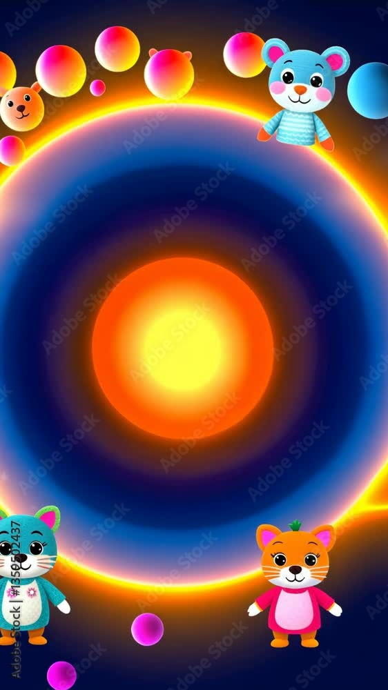 Poster a colorful image of many small balls in various colors. the balls are scattered throughout the image