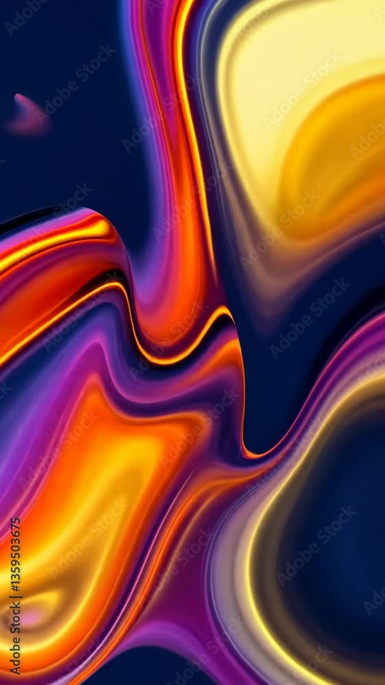Poster a vibrant painting with a purple line running through it. the purple line is the focal point of the 