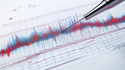 Precision Seismograph Measurement Showing a Detailed Recording of Earthquake Activity