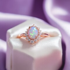 Delicate opal ring, rose gold setting