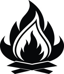 campfire black and white silhouette vector design