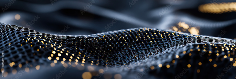 Poster abstract dark surface with circular texture and golden highlights