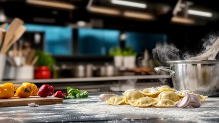 Delicious Homemade Ravioli  Kitchen Cooking Scene  Italian Food