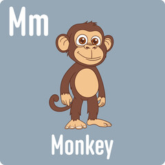 An illustration of a cartoon monkey with the letters 
