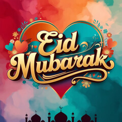Obraz premium Beautiful Eid Mubarak Post Template with Crescent Moon and Lanterns