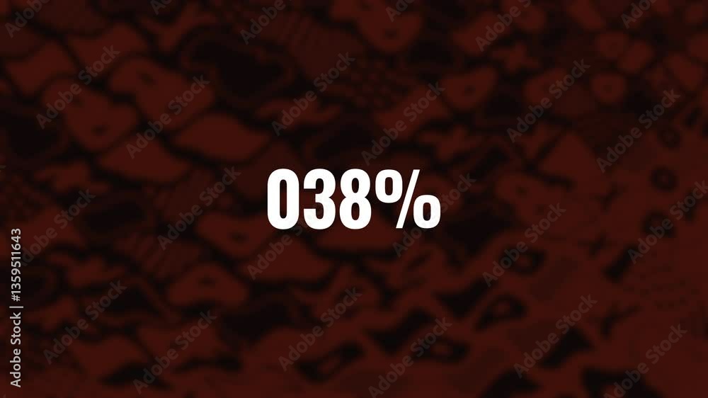 Poster digital progress bar rising from 0% to 100% with a sleek red and black grids animation. for corporat