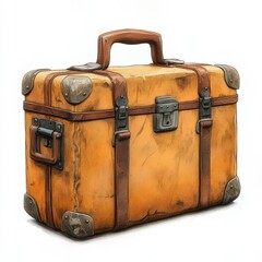Sketch of Wanderlust: Vintage Suitcase Illustration - A Nostalgic Travel Art Piece