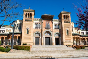 Cityscape view of the Museum of Popular Arts and Traditions in Sevilla, Spain.