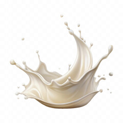 abstract 3d splash of milk or cream with drops isolated on white background