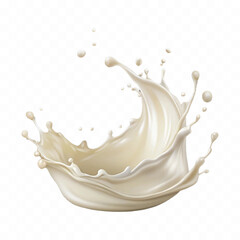 abstract 3d splash of milk or cream with drops isolated on white background