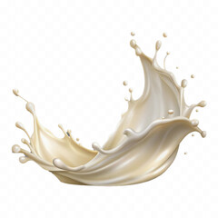 abstract 3d splash of milk or cream with drops isolated on white background