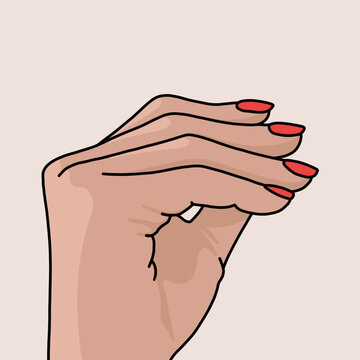 Hand Gesture with Red Nails Illustration