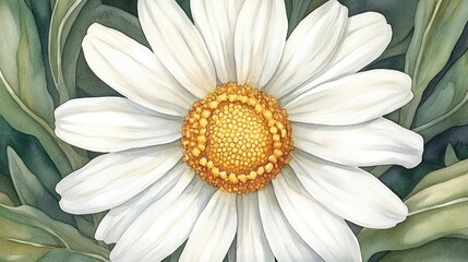 Serene Watercolor Daisy: A Botanical Masterpiece