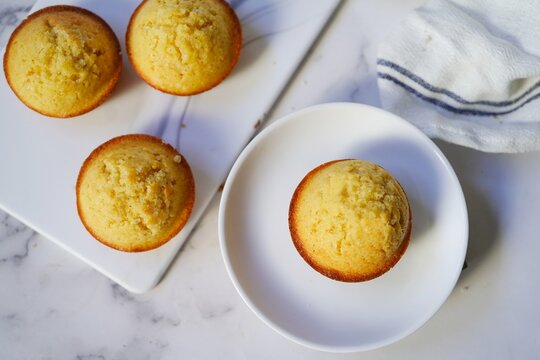 Homemade Cornmeal or Cornbread muffins, selective focus