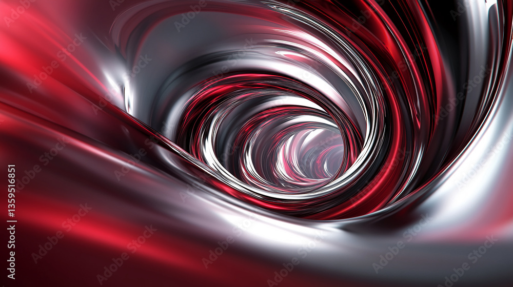 Aufkleber abstract image of swirling red and silver metallic textures creating a tunnel effect, symbolizing de