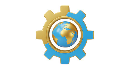 Isolated Cogwheel Earth Gears Globe