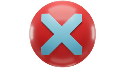 Obraz premium Isolated Red Circle with Light Blue Cross for Error or Cancel