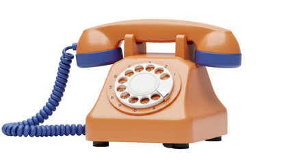 Isolated Retro Orange Telephone