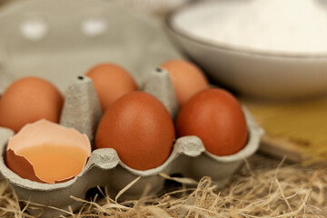 Eggs, flour, spaghetti. Cooking pasta. Ingredients for cooking pasta