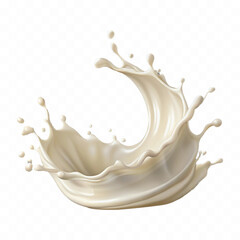 abstract 3d splash of milk or cream with drops isolated on white background
