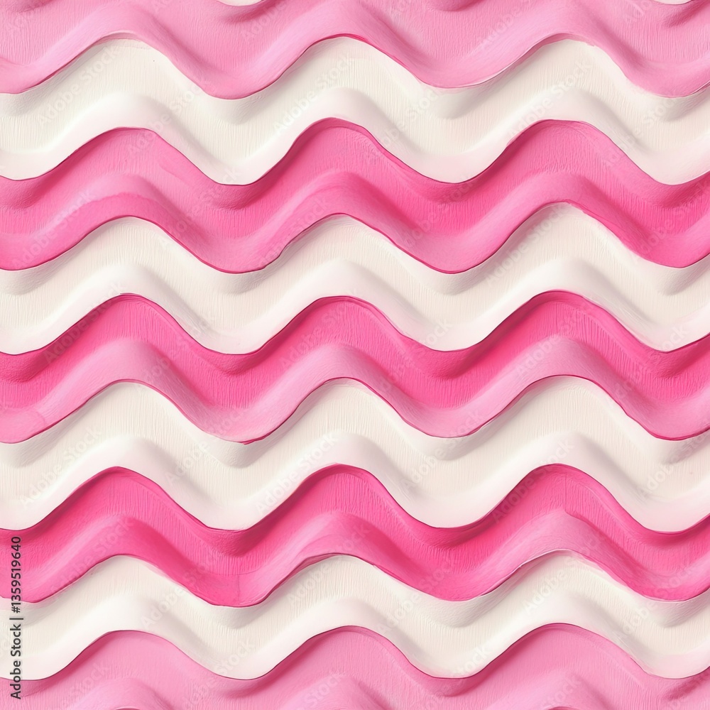 Poster a vibrant pink and white zigzag patterned background. featuring watercolor textures that create a so