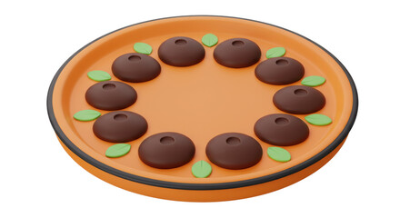 Isolated 3D Plate of Date Palm Fruit