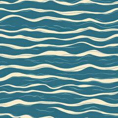 Abstract ocean inspired wave pattern with calming blue and beige tones