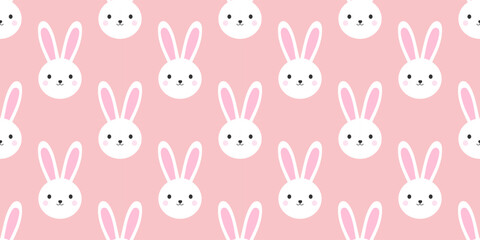 Fototapeta premium Cute bunny seamless pattern. Easter bunny animal wallpaper. Vector illustration.