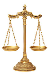Isolated Ornate Golden Scales of Justice
