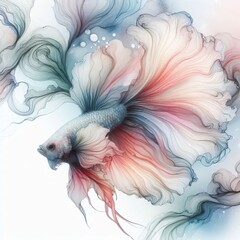 Obraz premium Ethereal Outline High contrast photogram outlines of fish fins b