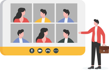 Online video conference. Vector illustration.

