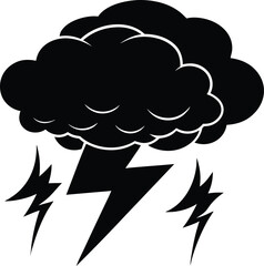 thunderstorm black and white silhouette vector design
