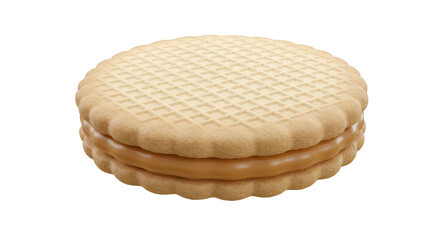 Isolated Caramel Cream Filled Biscuit