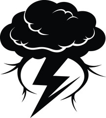 thunderstorm black and white silhouette vector design