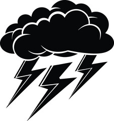 thunderstorm black and white silhouette vector design
