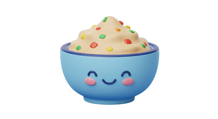 Isolated Smiling Bowl of Cereal with Sprinkles