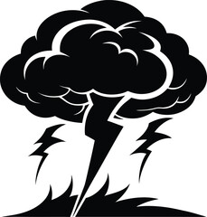 thunderstorm black and white silhouette vector design