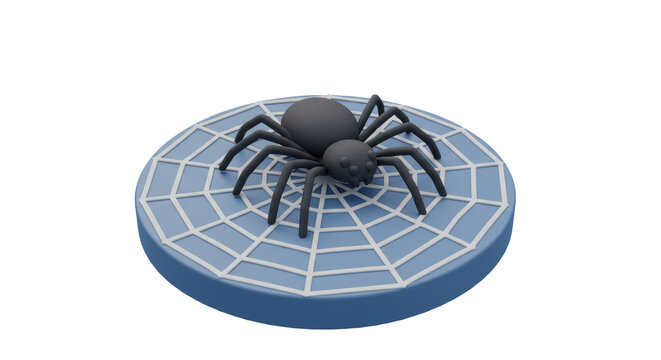 Isolated 3D Spider on a Web