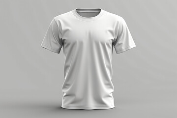 A plain white t-shirt displayed against a neutral background, showcasing a modern and casual design.