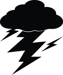 thunderstorm black and white silhouette vector design